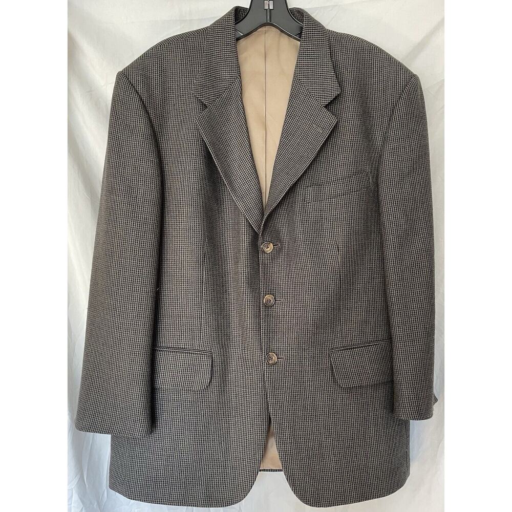 Oscar De La Renta Men’s Blazer Sports Jacket Size 40 Slim 100% Wool Brown Black